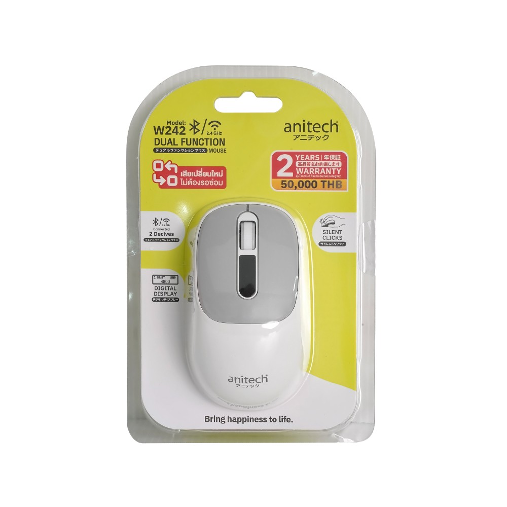 เมาส์ไร้สาย Anitech Dual Function W242-WH White