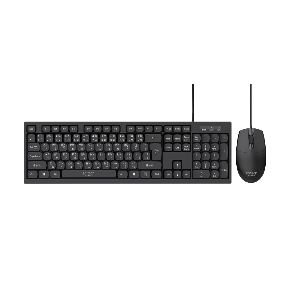 เมาส์และคีย์บอร์ด Anitech Mouse + Keyboard PA815 (TH/EN) Black