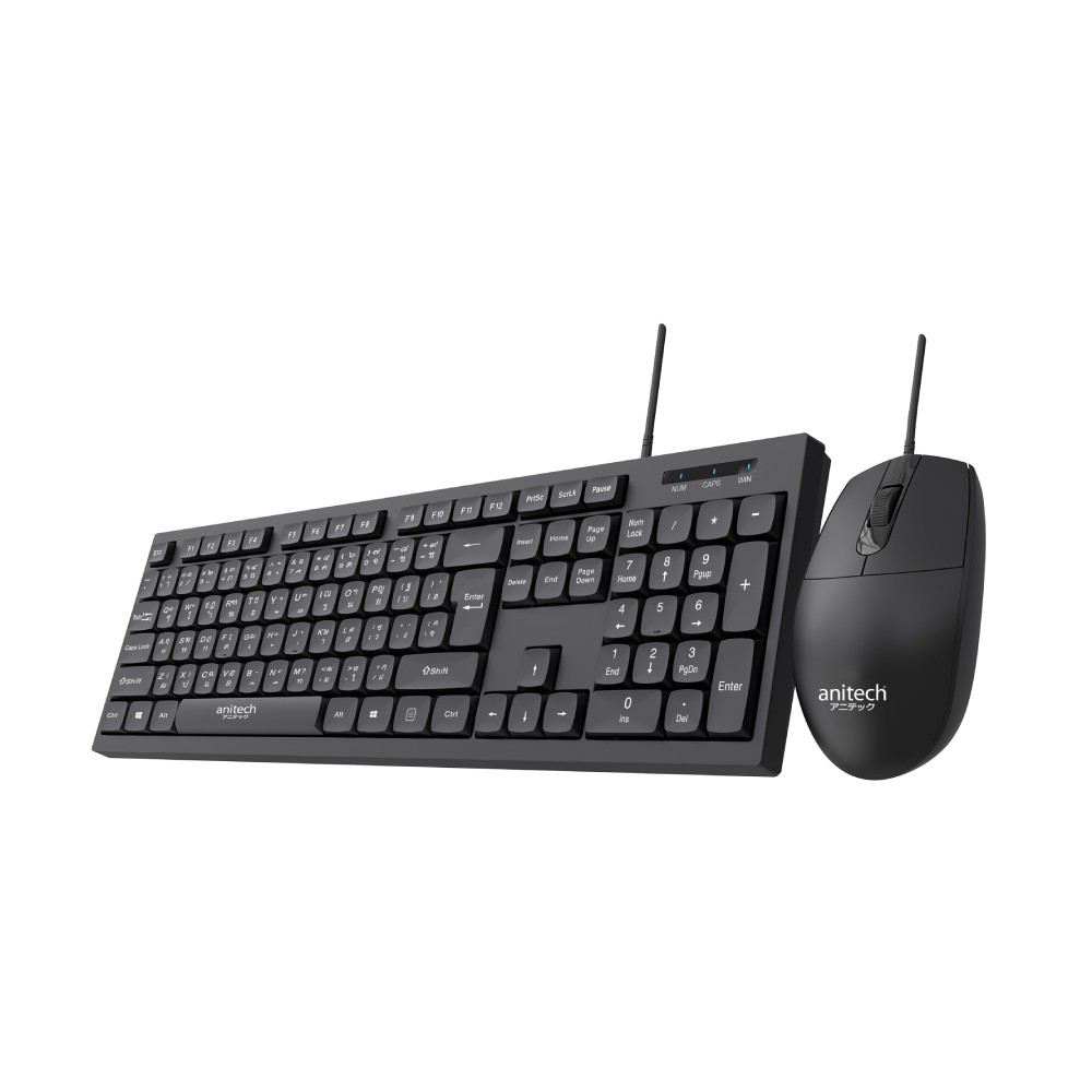 เมาส์และคีย์บอร์ด Anitech Mouse + Keyboard PA815 (TH/EN) Black