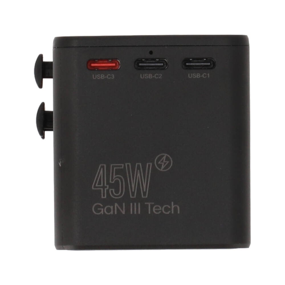 หัวแปลงปลั๊กไฟ TECHPRO Multifunction Universal Travel Adapter 45W GaN3 (TP-UA02) Black