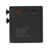 หัวแปลงปลั๊กไฟ TECHPRO Multifunction Universal Travel Adapter 45W GaN3 (TP-UA02) Black