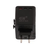 หัวแปลงปลั๊กไฟ TECHPRO Multifunction Universal Travel Adapter 45W GaN3 (TP-UA02) Black