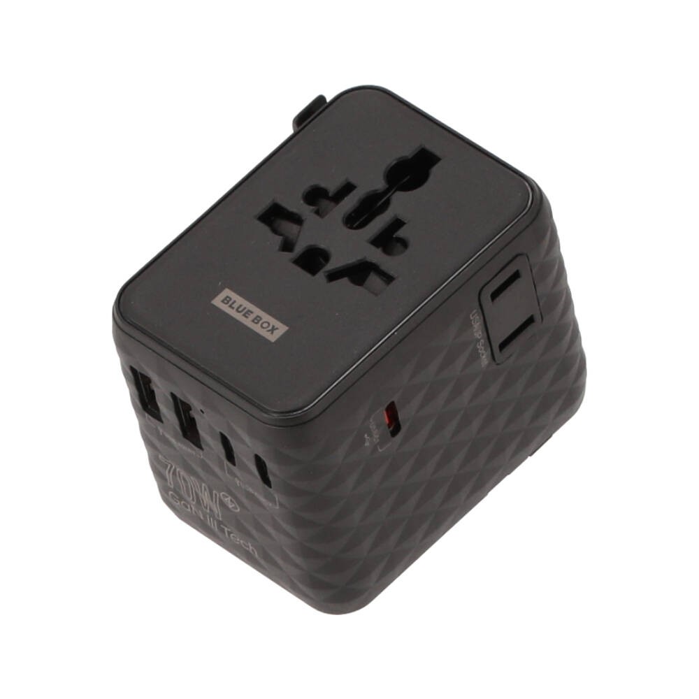 หัวแปลงปลั๊กไฟ Blue Box Multifunction Universal Travel Adapter 70W GaN3 (BB-UA02) Black