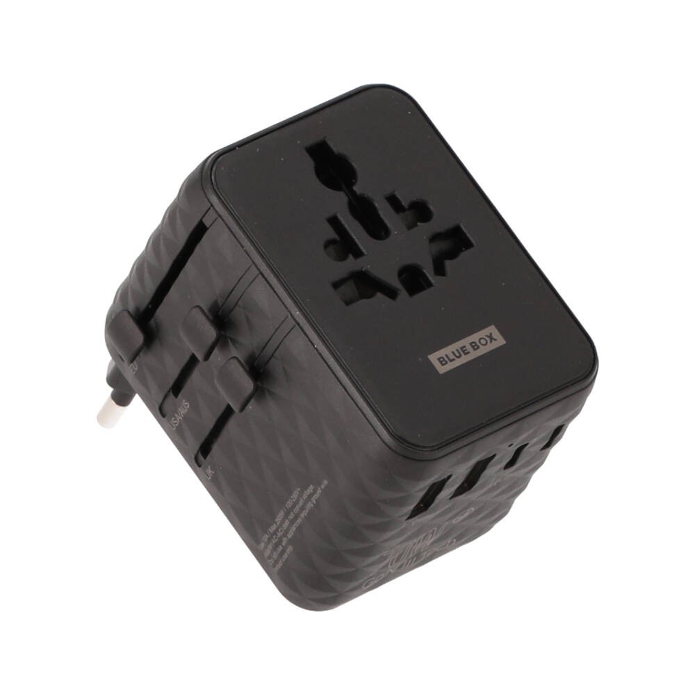 หัวแปลงปลั๊กไฟ Blue Box Multifunction Universal Travel Adapter 70W GaN3 (BB-UA02) Black