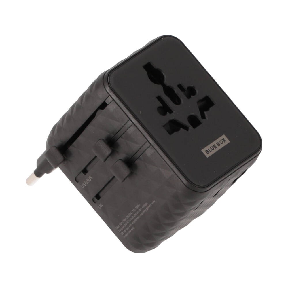 หัวแปลงปลั๊กไฟ Blue Box Multifunction Universal Travel Adapter 25W GaN3 (BB-UA01) Black
