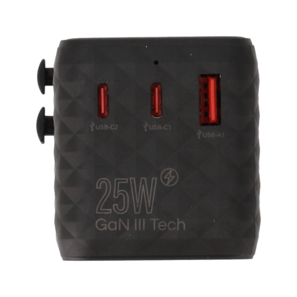 หัวแปลงปลั๊กไฟ Blue Box Multifunction Universal Travel Adapter 25W GaN3 (BB-UA01) Black