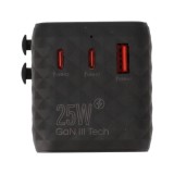 หัวแปลงปลั๊กไฟ Blue Box Multifunction Universal Travel Adapter 25W GaN3 (BB-UA01) Black