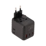 หัวแปลงปลั๊กไฟ Blue Box Multifunction Universal Travel Adapter 25W GaN3 (BB-UA01) Black