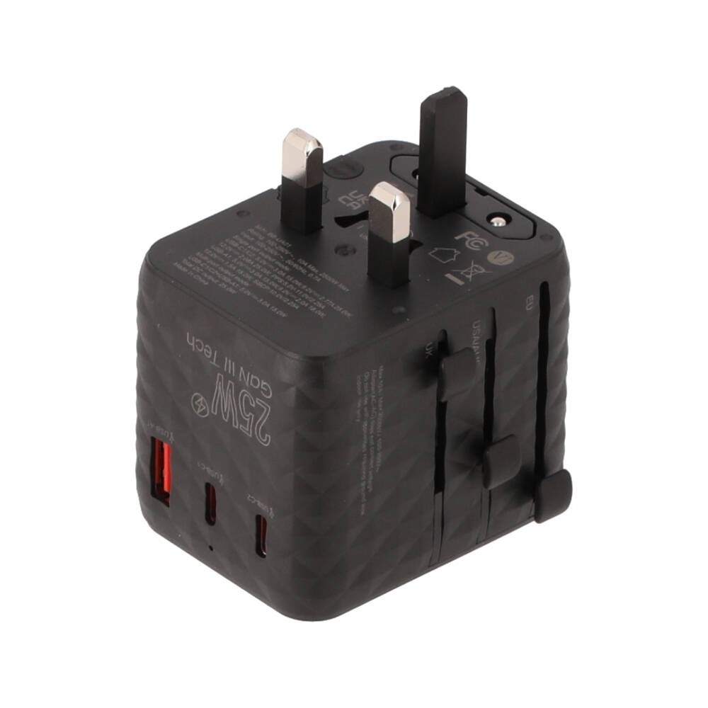 หัวแปลงปลั๊กไฟ Blue Box Multifunction Universal Travel Adapter 25W GaN3 (BB-UA01) Black