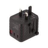 หัวแปลงปลั๊กไฟ Blue Box Multifunction Universal Travel Adapter 25W GaN3 (BB-UA01) Black