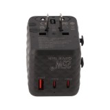 หัวแปลงปลั๊กไฟ Blue Box Multifunction Universal Travel Adapter 25W GaN3 (BB-UA01) Black