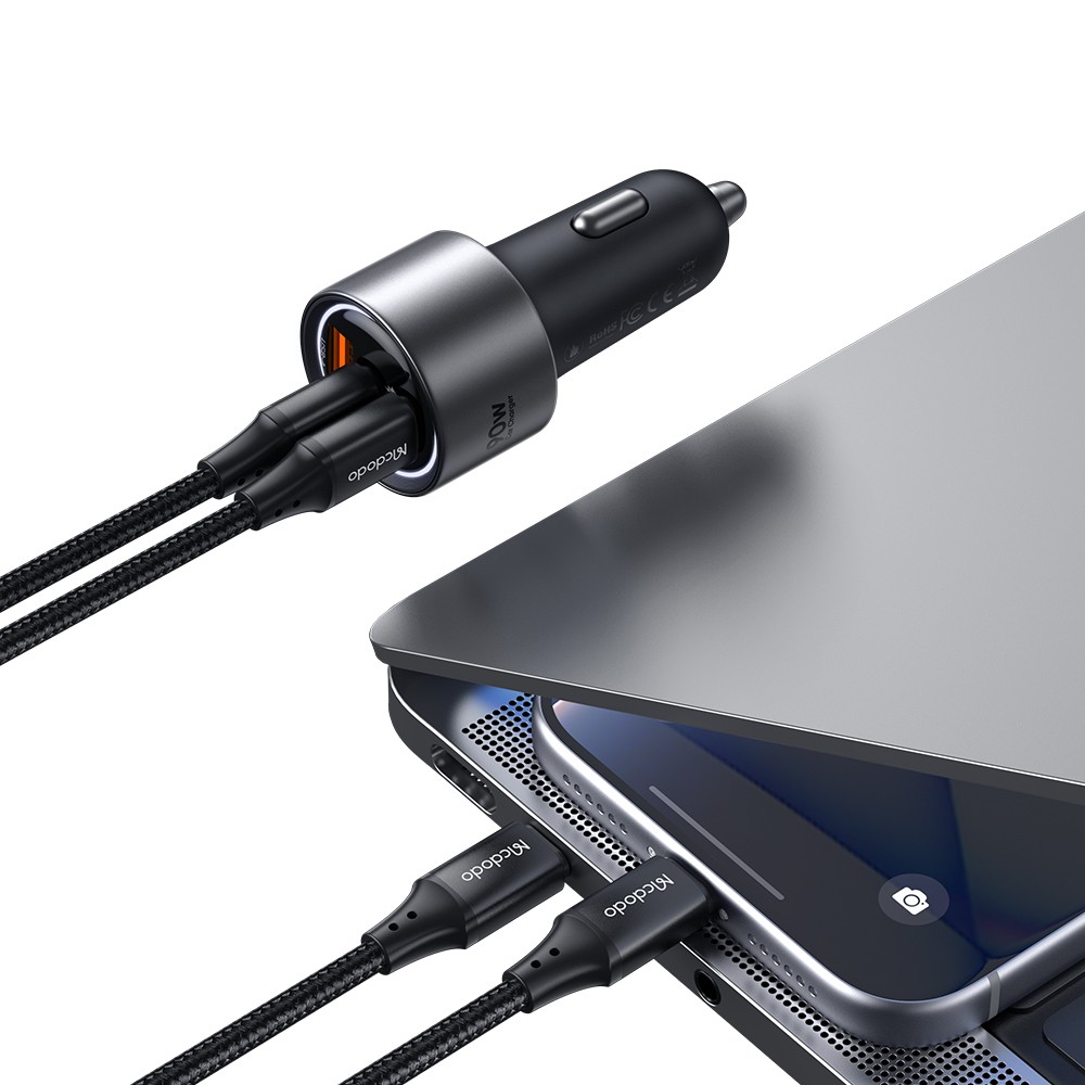 ที่ชาร์จแบตในรถ MCDODO Car Charger 1 USB-A / 2 USB-C (PD90W) Black