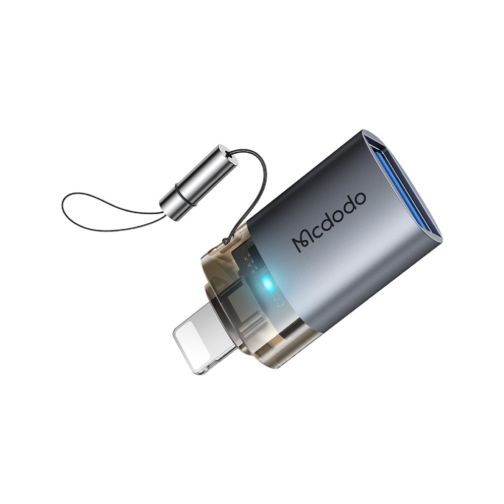 ตัวแปลง MCDODO USB-A to Lightning 480Mbps Transfer Adapter with Indicator Lights and Lanyard Gray