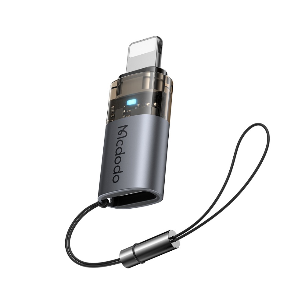ตัวแปลง MCDODO USB-C to Lightning 36W Charging Adapter with Indicator Lights and Lanyard Gray