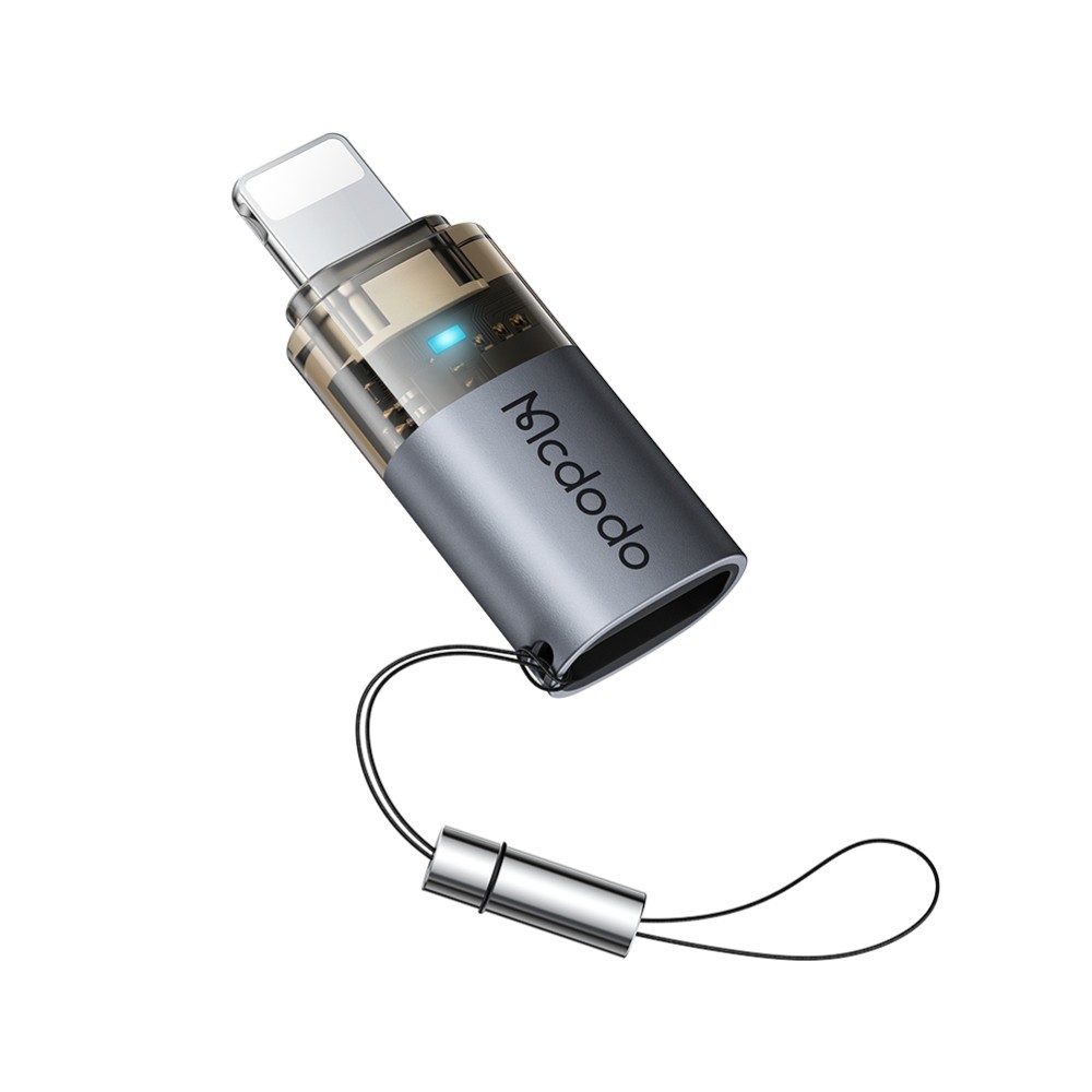 ตัวแปลง MCDODO USB-C to Lightning 36W Charging Adapter with Indicator Lights and Lanyard Gray