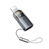 ตัวแปลง MCDODO USB-C to Lightning 36W Charging Adapter with Indicator Lights and Lanyard Grey