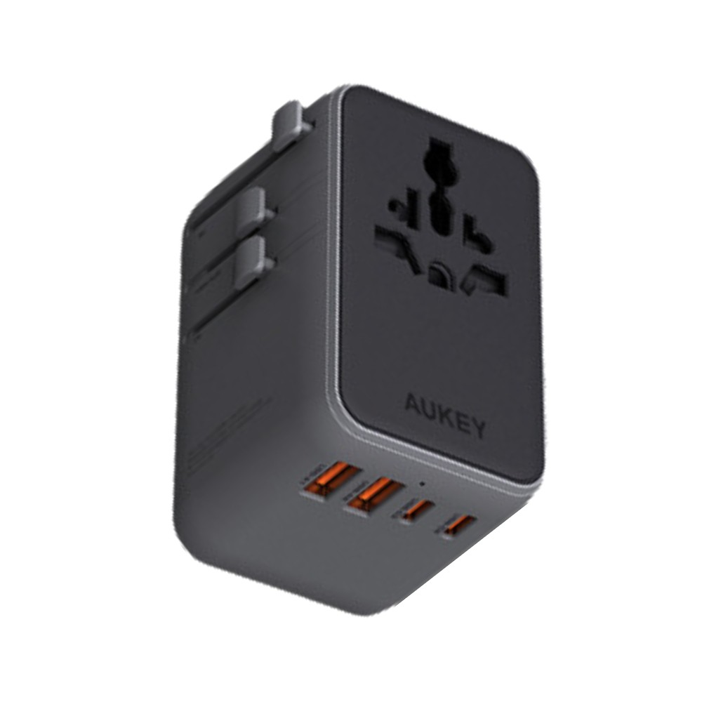 หัวแปลงปลั๊กไฟ AUKEY Globe Reel 45W GaN Universal Adapter with Retractable Cable (PA-TA13)