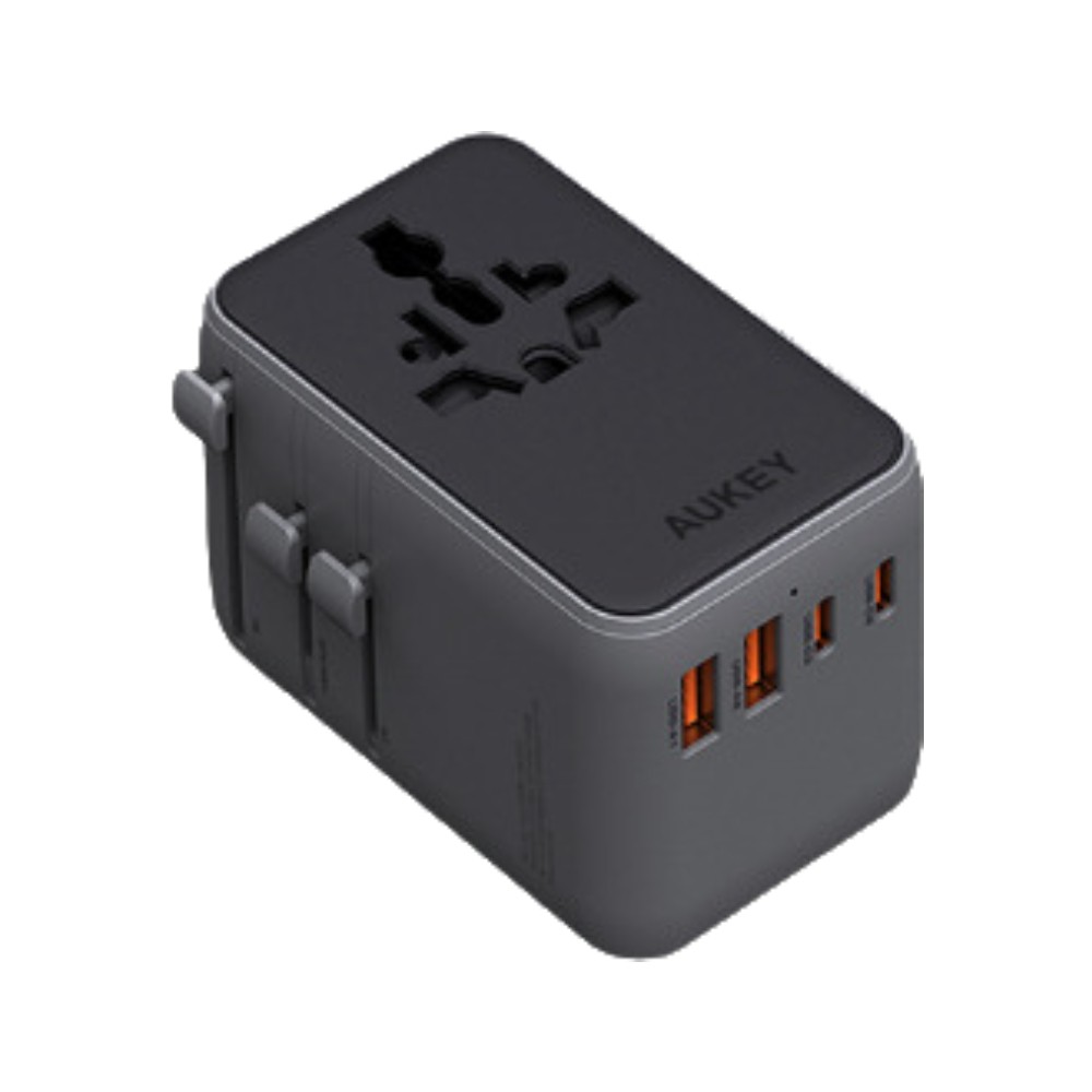 หัวแปลงปลั๊กไฟ AUKEY Globe Reel 70W GaN Universal Adapter with Retractable Cable (PA-TA14)