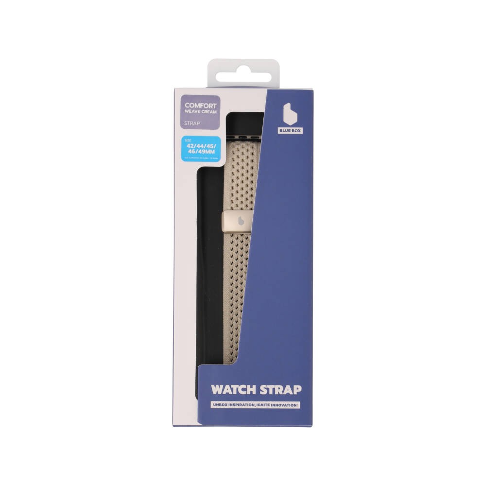 Blue Box สาย Apple Watch Series 6,7,8,9,10,11,SE1,SE2,Ultra (42/44/45/46/49mm) Comfort Weave Cream