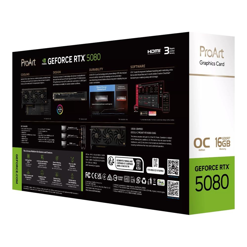 การ์ดจอ ASUS ProArt GeForce RTX 5080 16GB GDDR7 OC Edition
