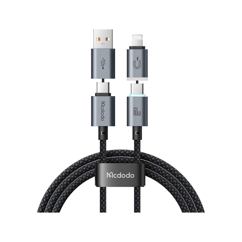 สายชาร์จ MCDODO 4-in-1 Magnetic Self-Winding with LED Charging Light 1.2m