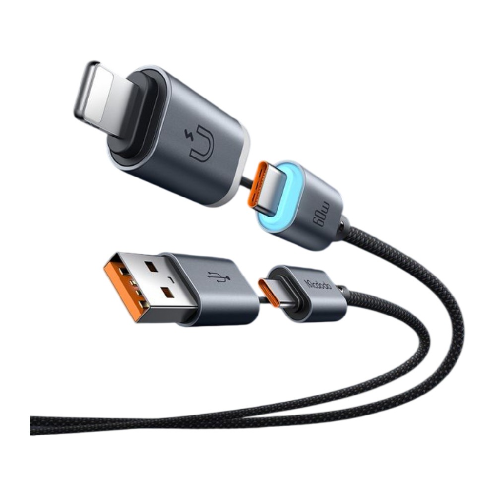 สายชาร์จ MCDODO 4-in-1 Magnetic Self-Winding with LED Charging Light 1.2m