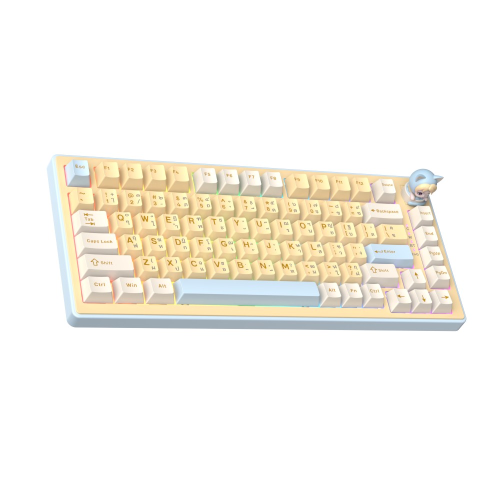คีย์บอร์ดเกมมิ่ง Onikuma Umi MT707 82-key Triple-Mode Mechanical White/Blue