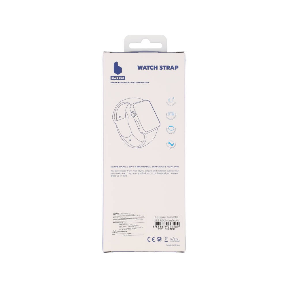 Blue Box สาย Apple Watch Series 6,7,8,9,10,11,SE1,SE2 (39/40/41/42mm) Metal Oxford White