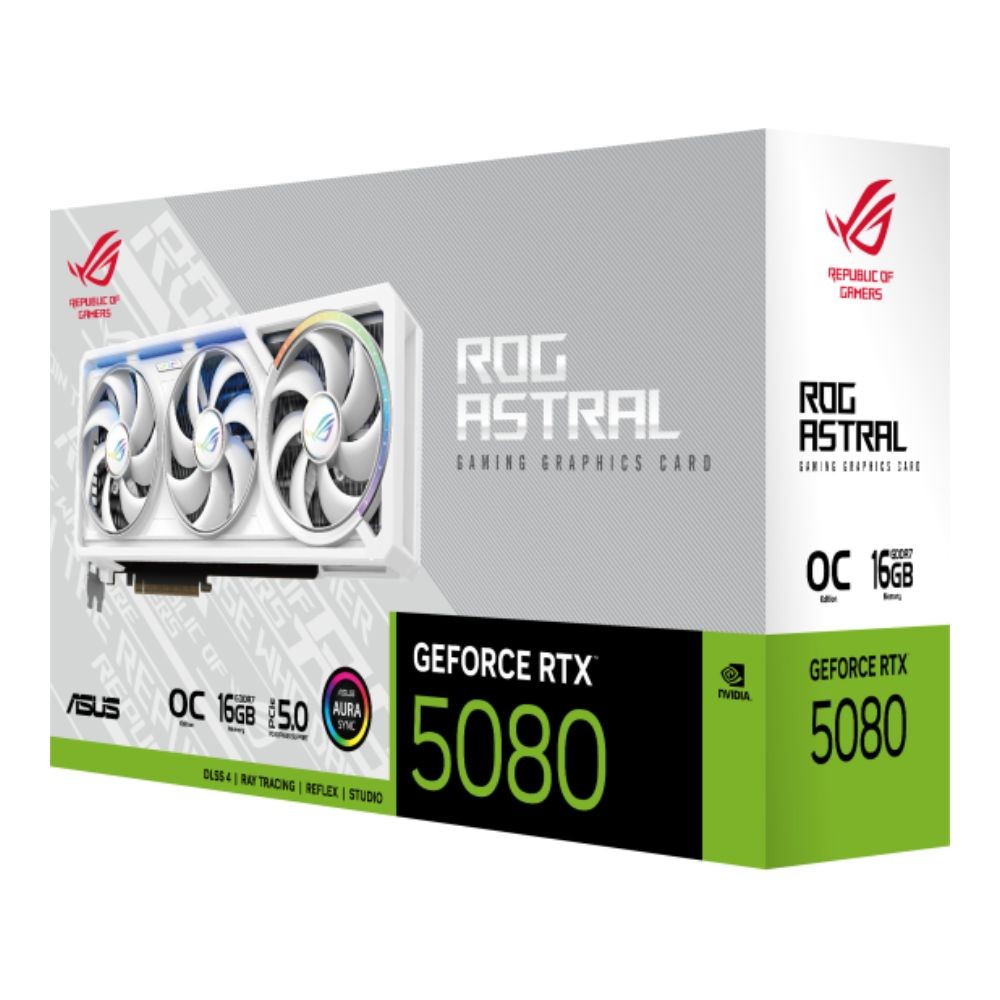 การ์ดจอ ASUS ROG Astral GeForce RTX 5080 16GB GDDR7 WHITE OC Edition