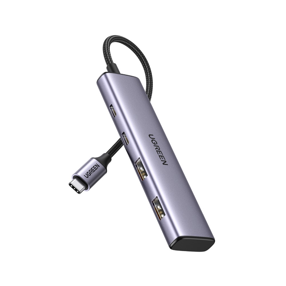 UGREEN 4-in-1 USB 3.0x2 + USB-Cx2 Hub 5G Alu Gray (15395)