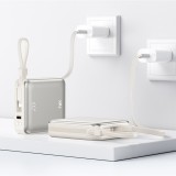 พาวเวอร์แบงค์ FOX Mini 3-in-1 Magnetic 10000mAh PD22.5W Fast Charging + 15W Wireless/Watch & Earbuds Output Built-in Type-C & Lightning Cables (PPAP10I) (CCC) Silver