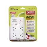 ปลั๊กไฟ Anitech TIS 2200W 4 Socket 1 Switch 3M USB-A+C PD20W H5534 White