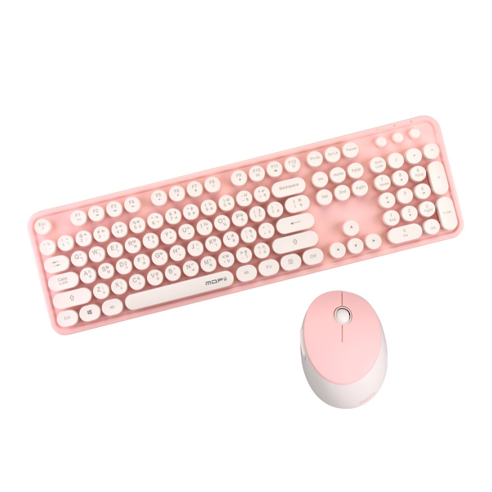 เมาส์และคีย์บอร์ดไร้สาย MOFii Wireless Mouse + Keyboard Sweet Pink