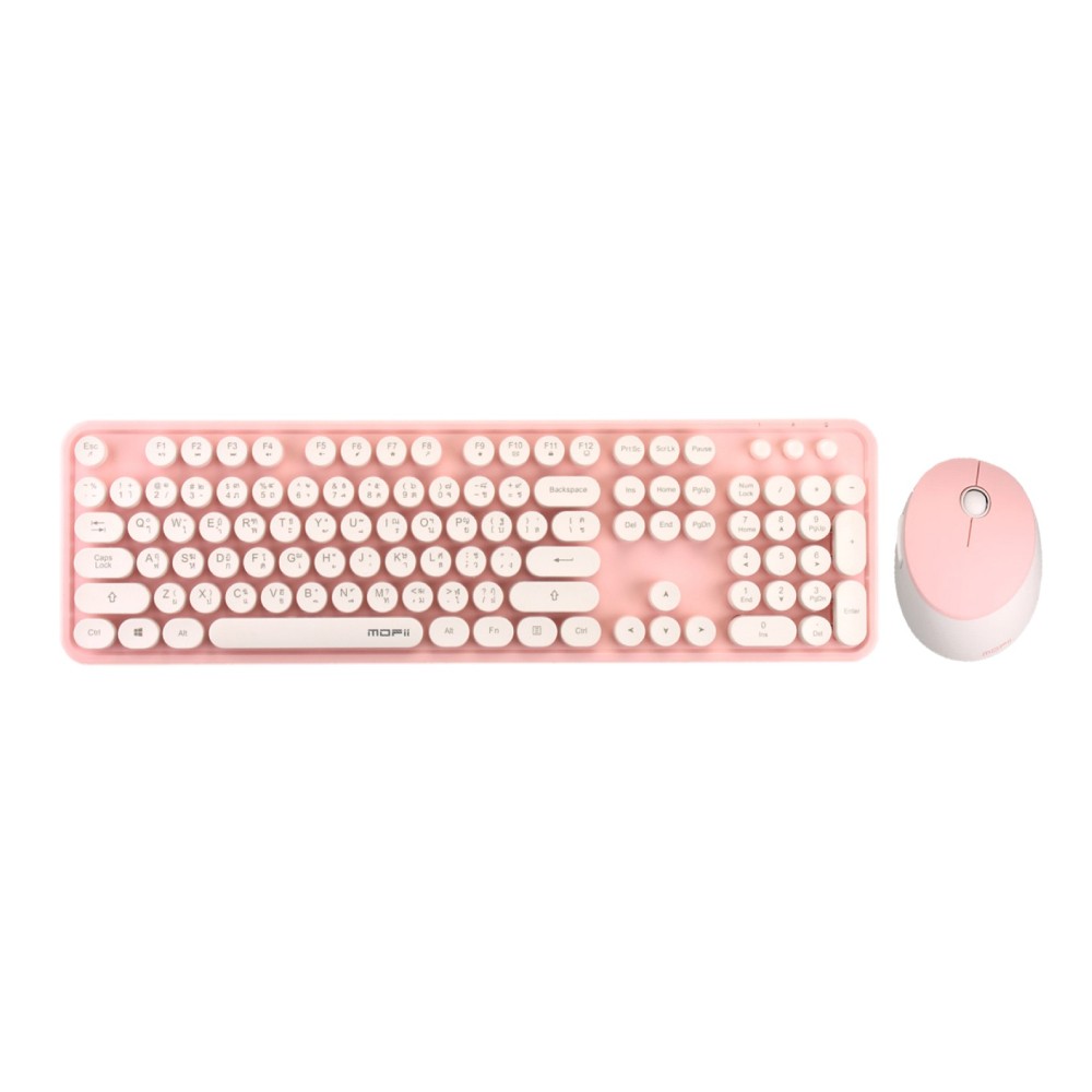 เมาส์และคีย์บอร์ดไร้สาย MOFii Wireless Mouse + Keyboard Sweet Pink