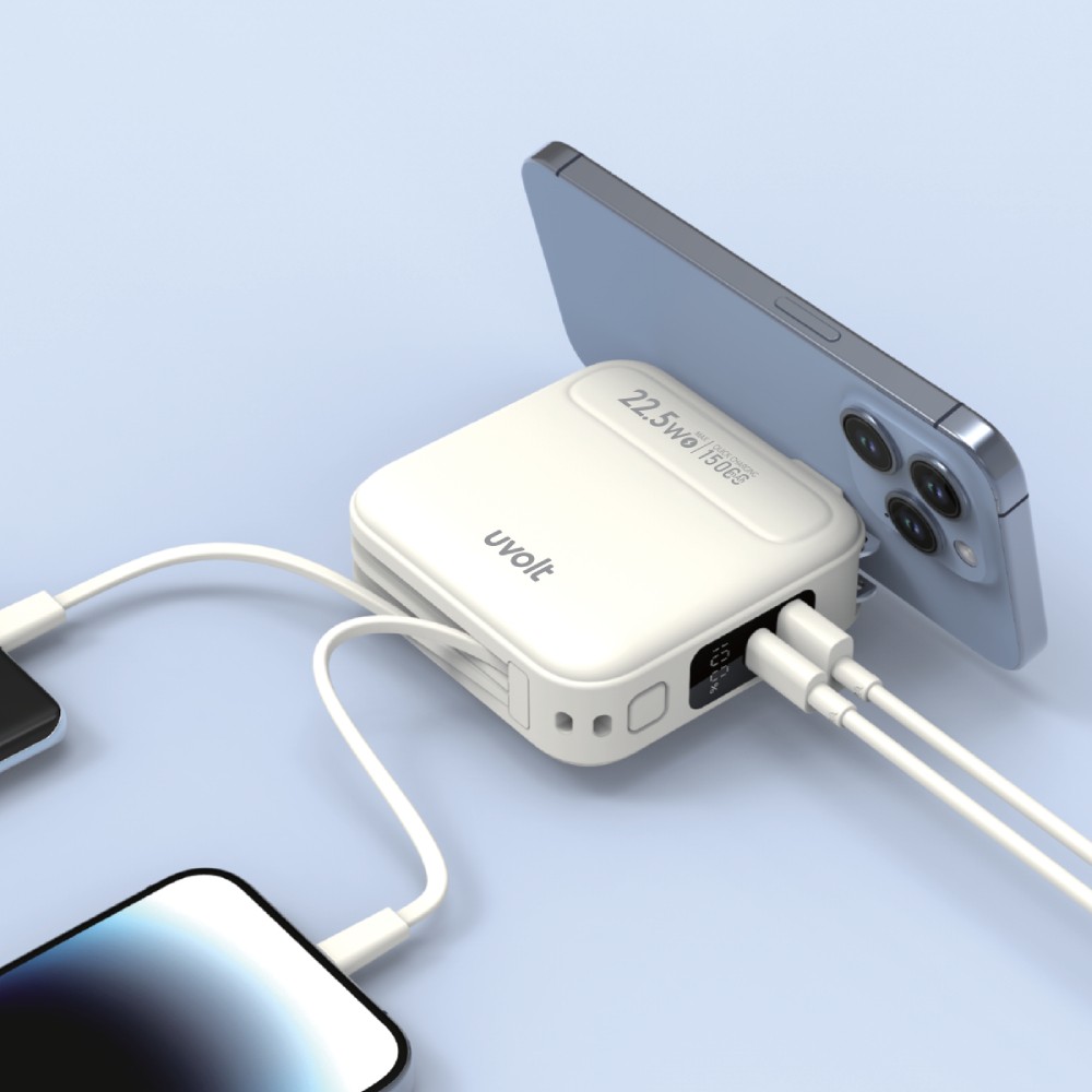 พาวเวอร์แบงค์ UVolt 15000 mAh Built-In Cable 3-in-1 22.5W UVP15AC-02 Cream (CCC)