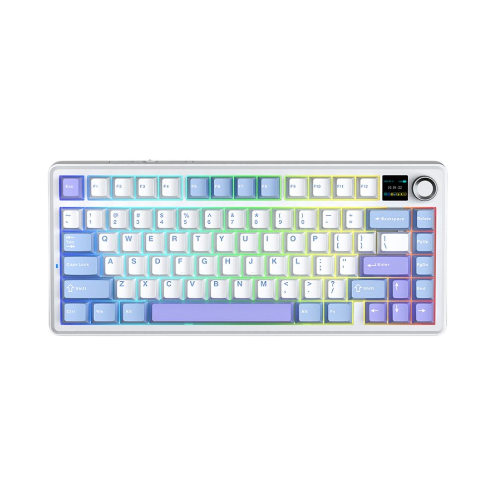 คีย์บอร์ดเกมมิ่ง AULA F75 MAX (WHITE/BLUE/PURPLE) GREEN SWITCH