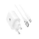 อะแดปเตอร์ KING KONG USB-A 18W QC3.0 + Type-C Cable QA18 White