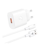 อะแดปเตอร์ KING KONG USB-A 18W QC3.0 + Type-C Cable QA18 White