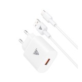 อะแดปเตอร์ KING KONG USB-A 18W QC3.0 + Type-C Cable QA18 White
