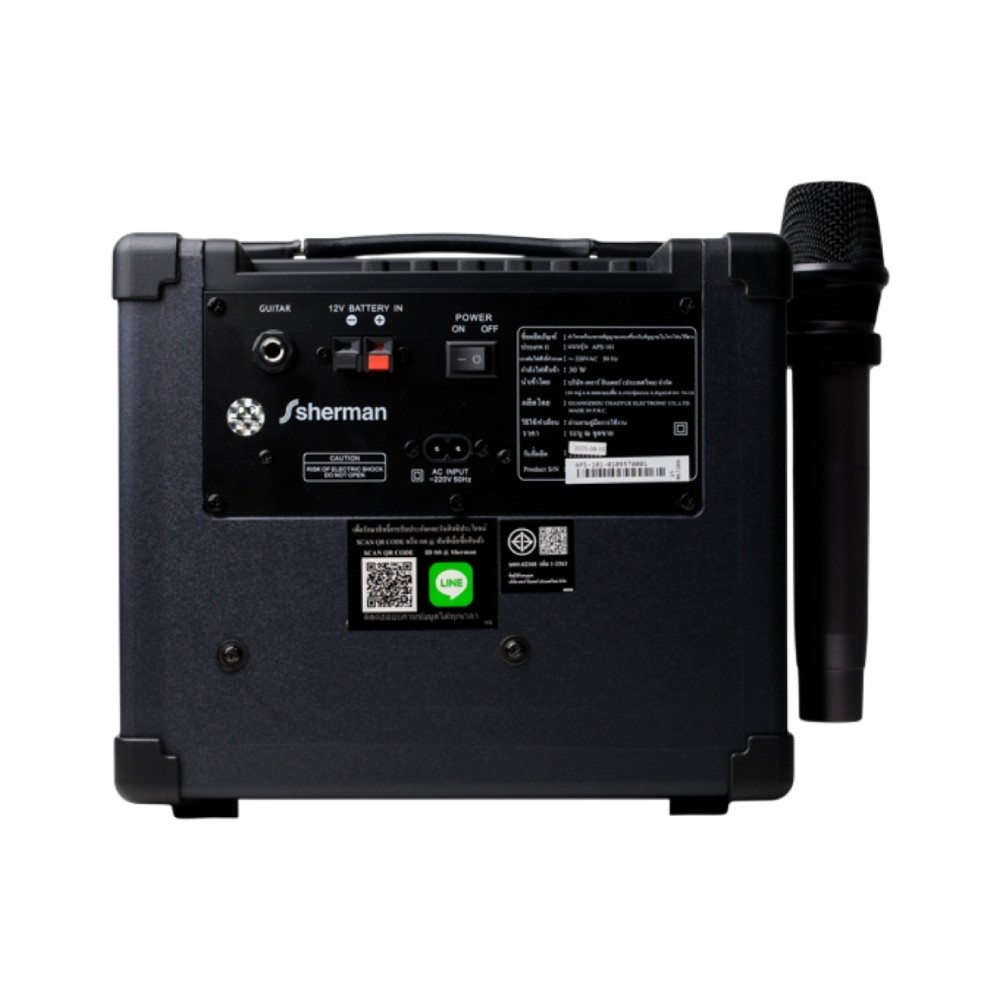 ลำโพงบลูทูธ Sherman Karaoke APS-101 Wireless Mic Black