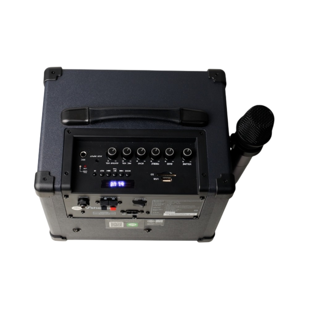 ลำโพงบลูทูธ Sherman Karaoke APS-101 Wireless Mic Black