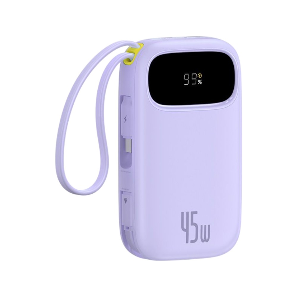พาวเวอร์แบงค์ Baseus 10000 mAh EnerFill FC31 Display with 2 Built-in USB-C&Lightning Cables 45W Nebula Purple (CCC)