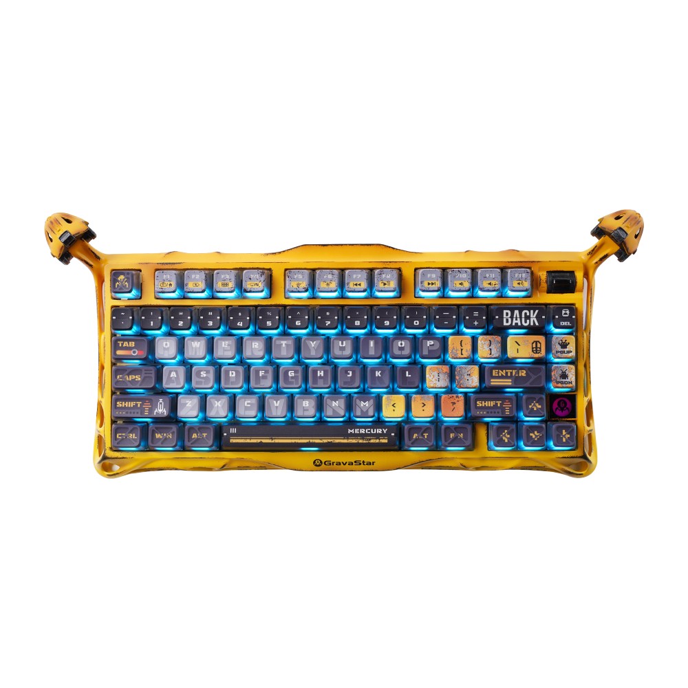 คีย์บอร์ดเกมมิ่ง GravaStar Wireless Mercury K1 Pro - Battle-Worn Yellow