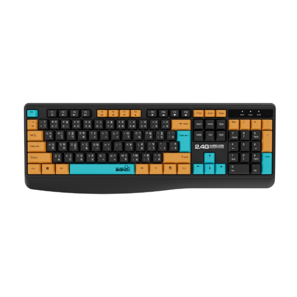 เมาส์และคีย์บอร์ด SIGNO Wireless Mouse + Keyboard KW-770+WM-107 Black (TH/EN)