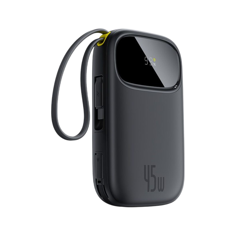 พาวเวอร์แบงค์ Baseus 10000 mAh EnerFill FC31 Display with 2 Built-in USB-C&Lightning Cables 45W Cosmic Black (CCC)