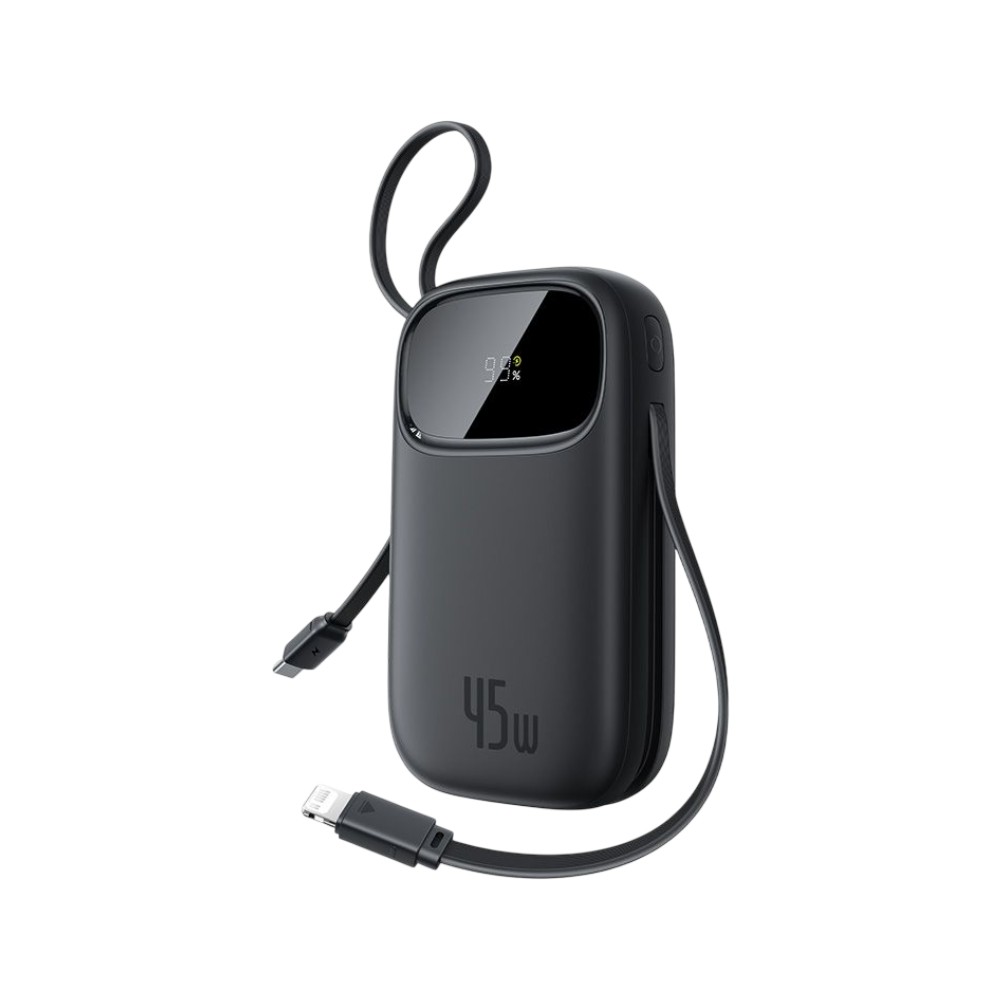 พาวเวอร์แบงค์ Baseus 10000 mAh EnerFill FC31 Display with 2 Built-in USB-C&Lightning Cables 45W Cosmic Black (CCC)