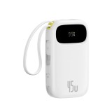 พาวเวอร์แบงค์ Baseus 10000 mAh EnerFill FC31 Display with 2 Built-in USB-C&Lightning Cables 45W Moon White (CCC)
