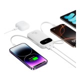 พาวเวอร์แบงค์ Baseus 10000 mAh EnerFill FC31 Display with 2 Built-in USB-C&Lightning Cables 45W Moon White (CCC)