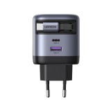 อะแดปเตอร์ Ugreen Wall USB Charger 1 USB-A/1 USB-C (PD45W) Retractable Cable GaN Gray (75596)