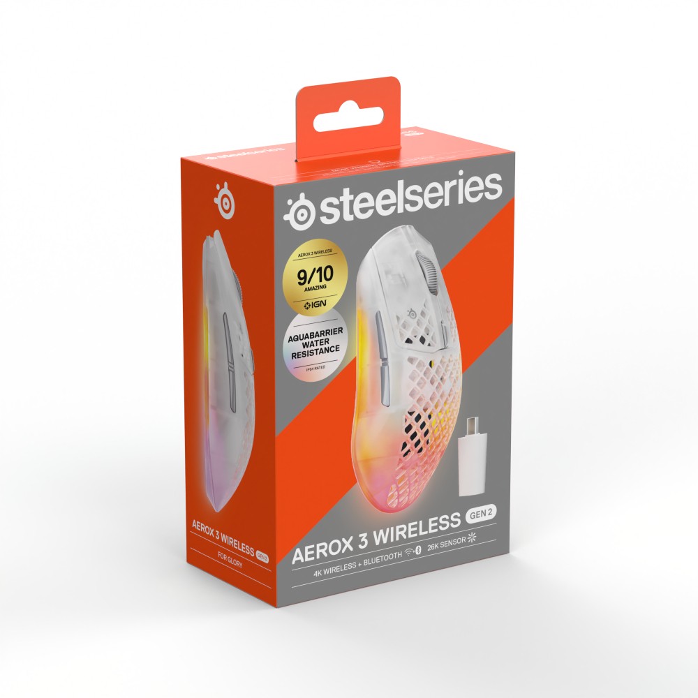 เมาส์เกมมิ่ง SteelSeries Aerox 3 Wireless Gen 2 - Ghost